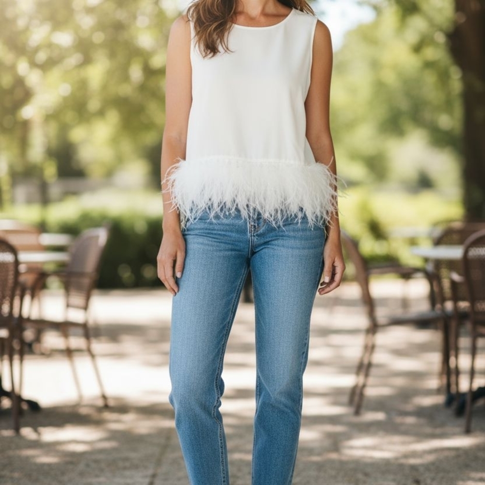 La' Ros Wemens Ostrich Crop Top Size M
